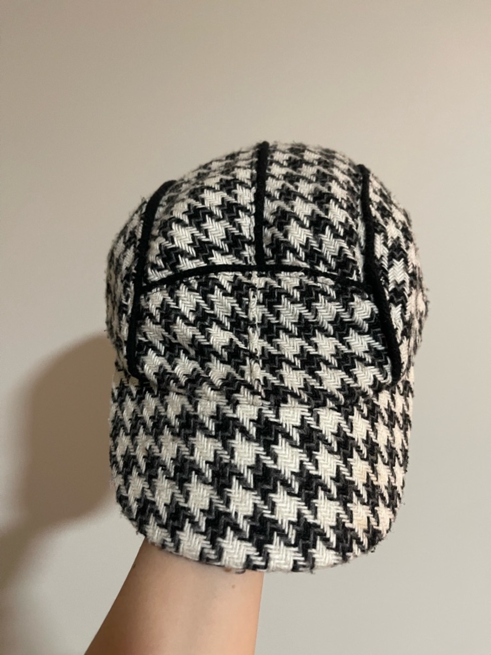Black & White Houndstooth Baseball Cap - Women's Classic Cap - Picture 4 of 8